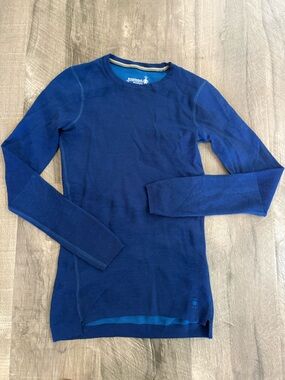 Smartwool Navy and Royal Blue Merino Crew Pullover
